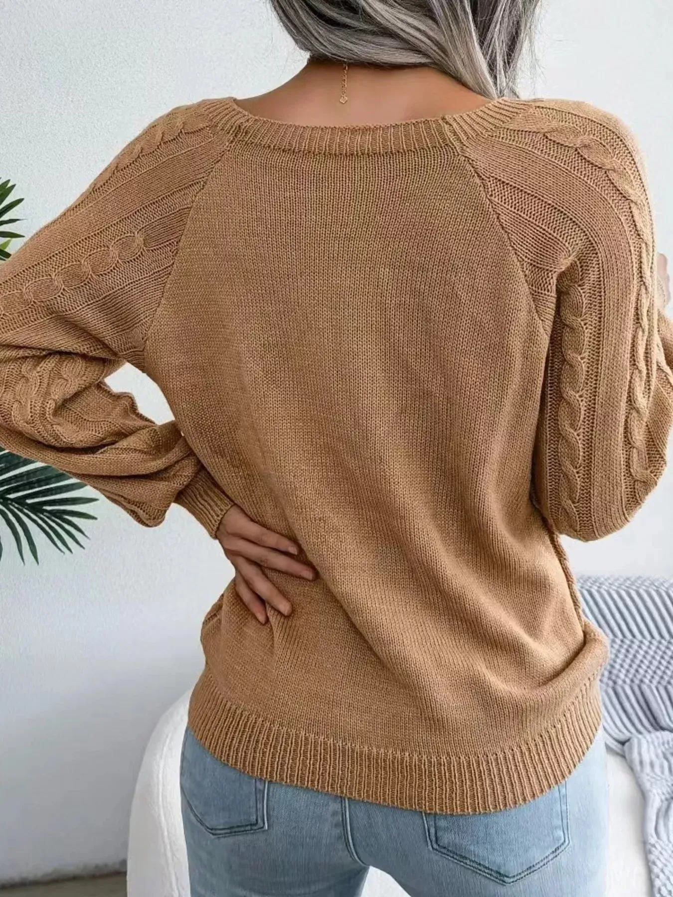 Cable Knit Round Neck Sweater sold by Charming Charlie product image thumbnail 3