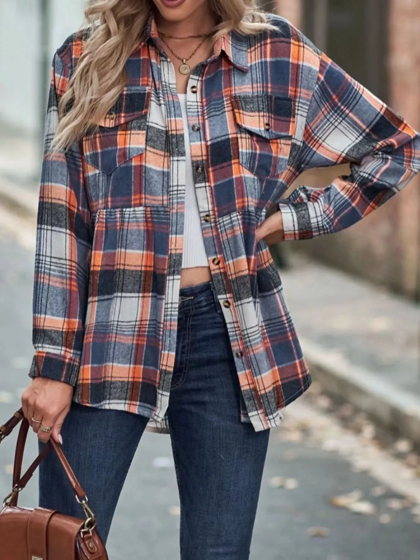 Plaid Button-Down Long Sleeve Shirt sold by Charming Charlie