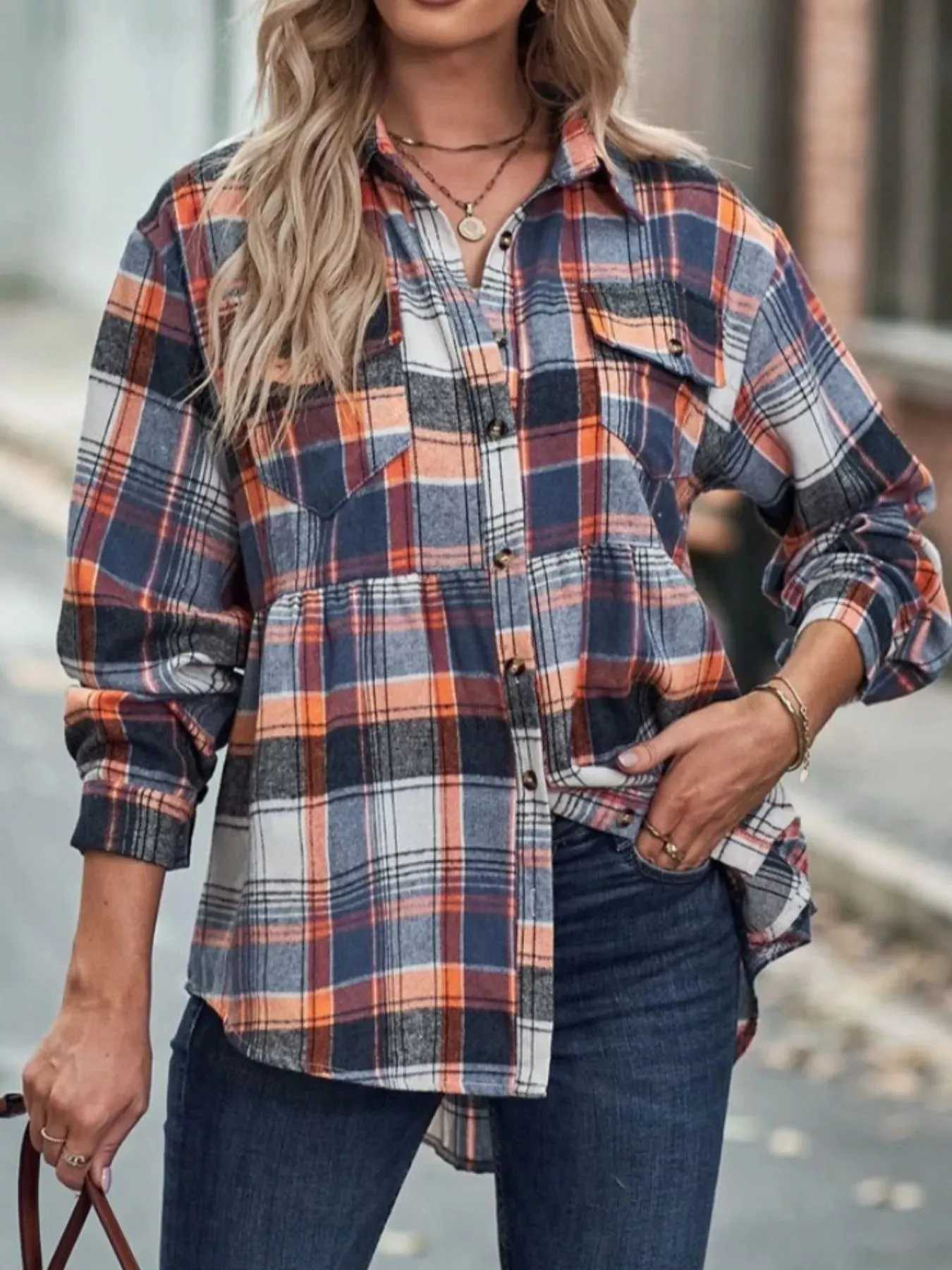 Plaid Button-Down Long Sleeve Shirt sold by Charming Charlie product image thumbnail 5