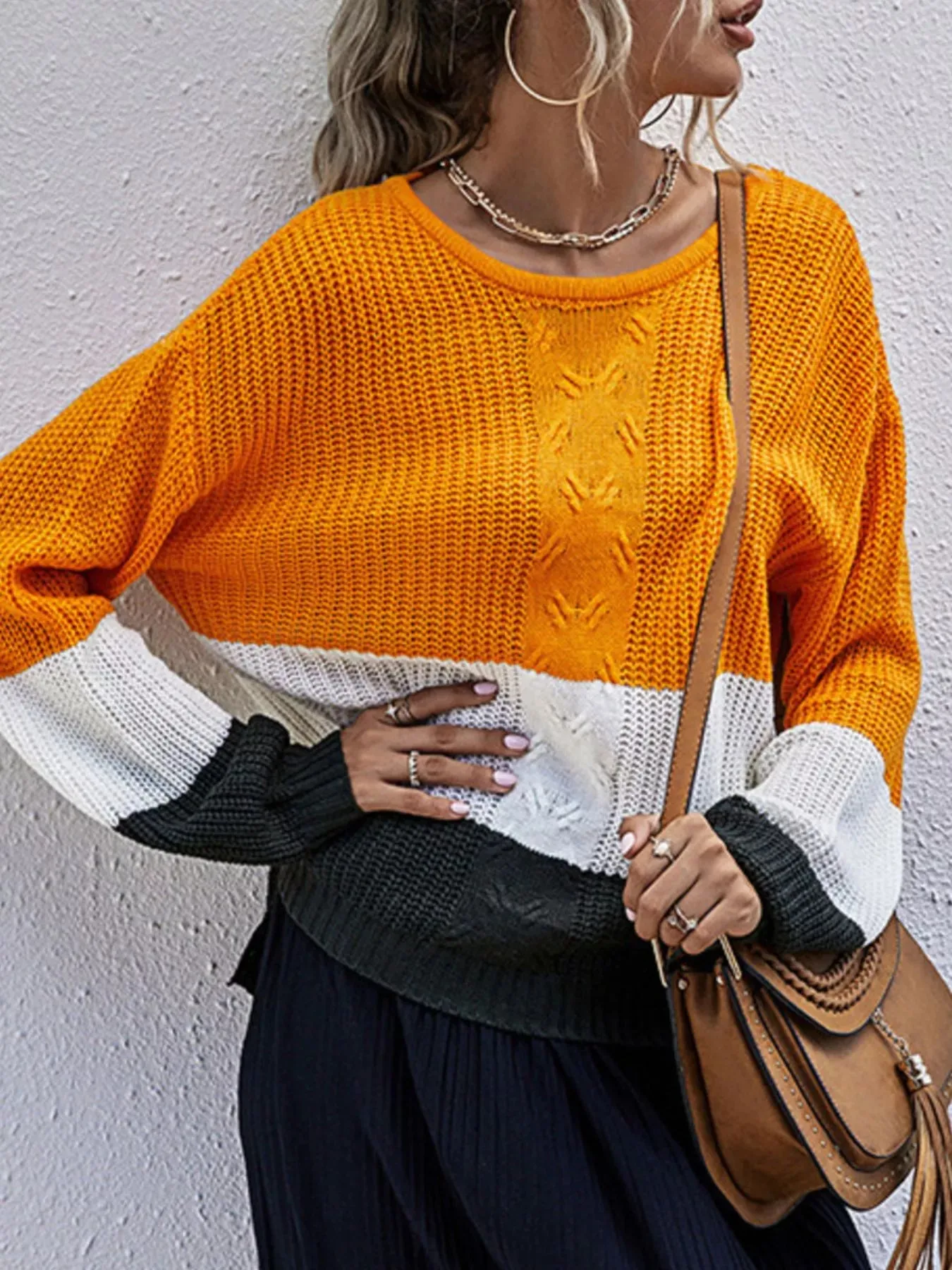 Color Block Round Neck Sweater sold by Charming Charlie product image thumbnail 5