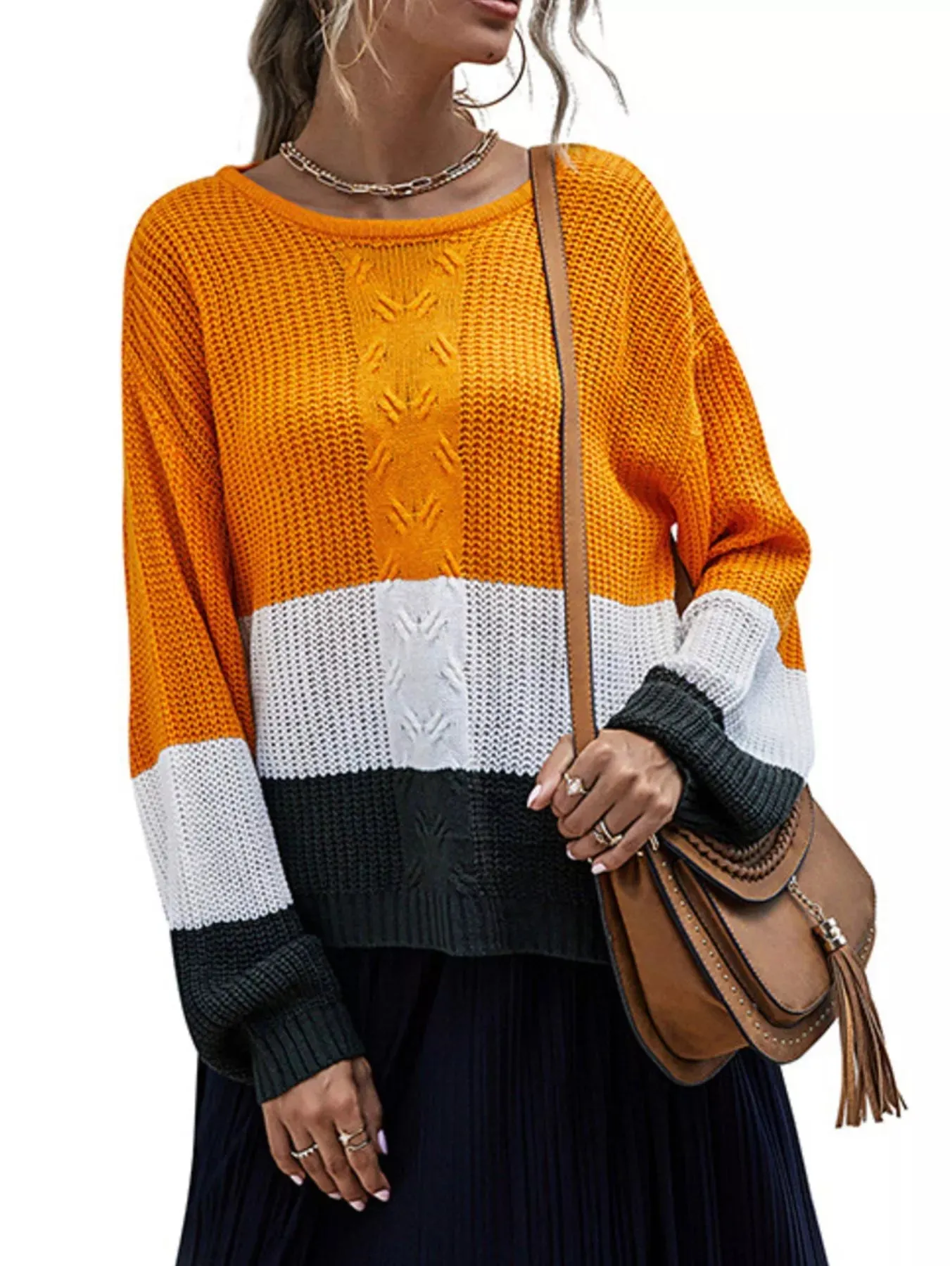 Color Block Round Neck Sweater sold by Charming Charlie product image thumbnail 2