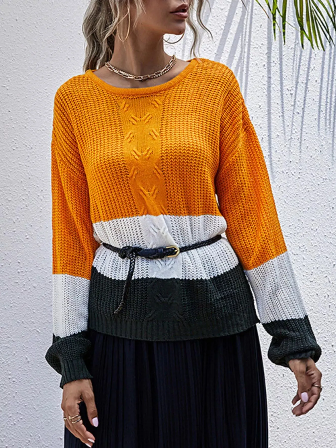 Color Block Round Neck Sweater sold by Charming Charlie product image thumbnail 4