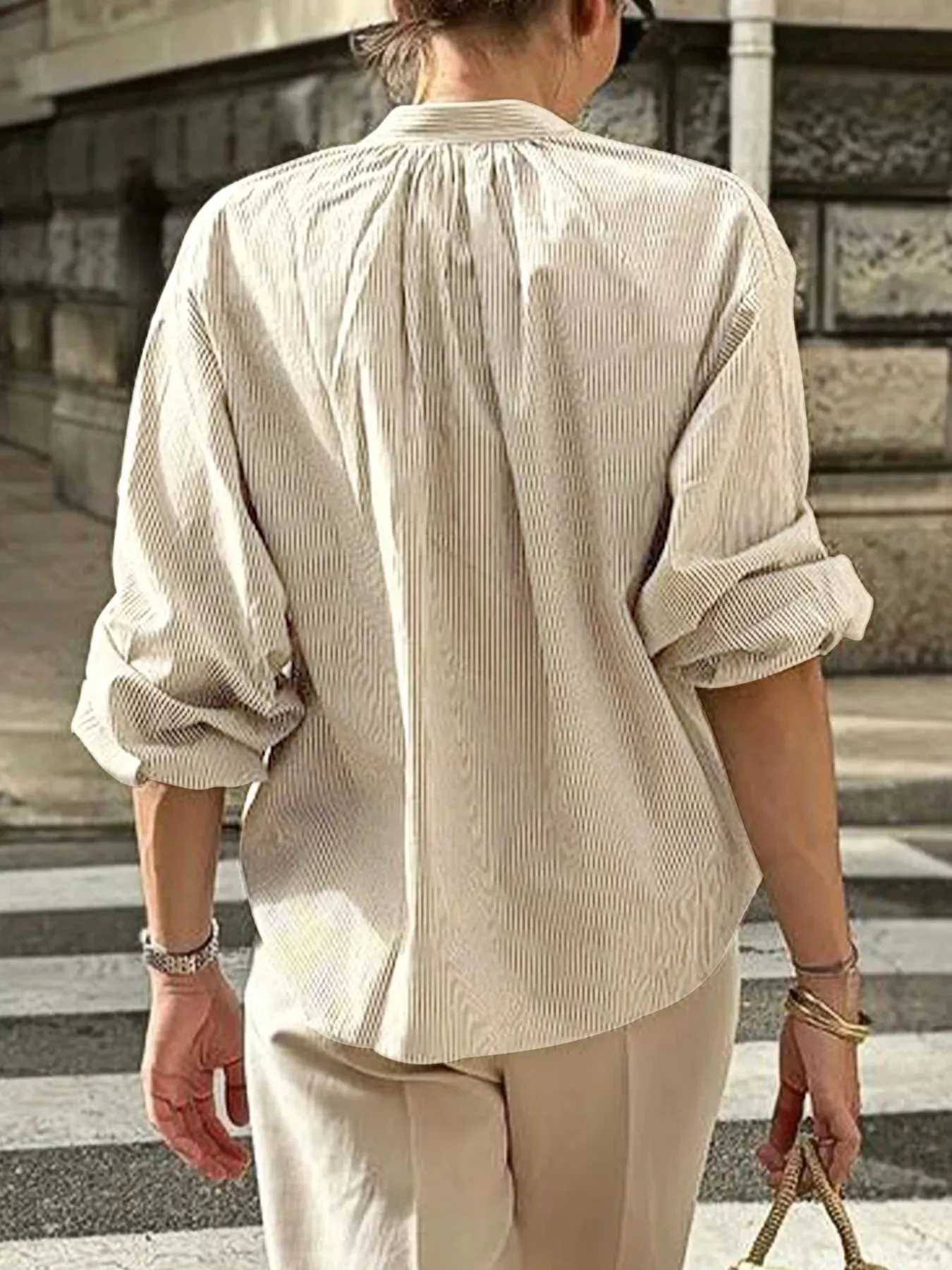 Striped Tie-Front Long Sleeve Shirt sold by Charming Charlie product image thumbnail 5