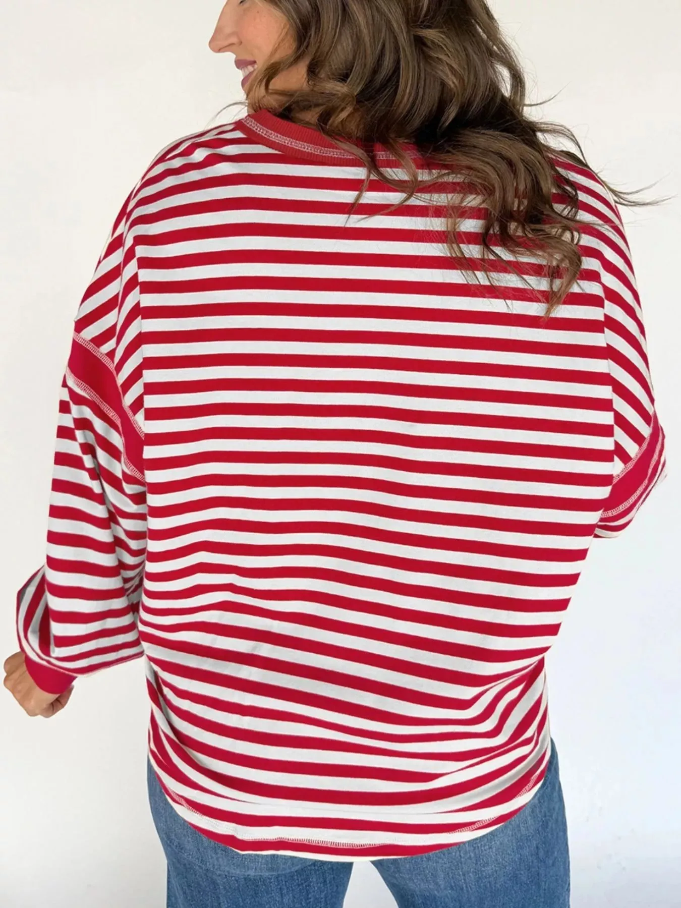 Striped V-Neck Long Sleeve Sweatshirt sold by Charming Charlie product image thumbnail 3