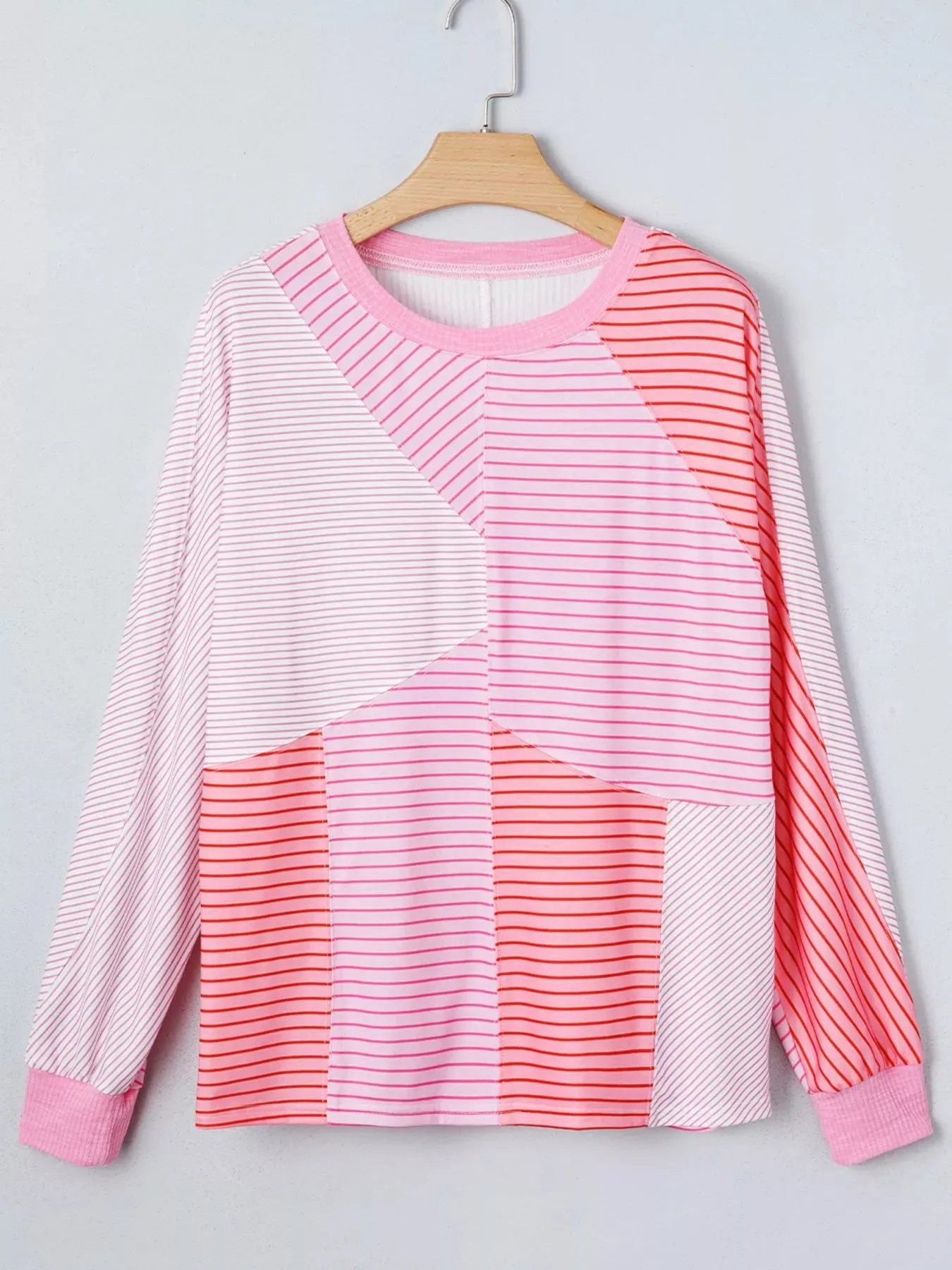 Striped Colorblock Exposed Seam Casual Long Sleeve Top sold by Charming Charlie product image thumbnail 4