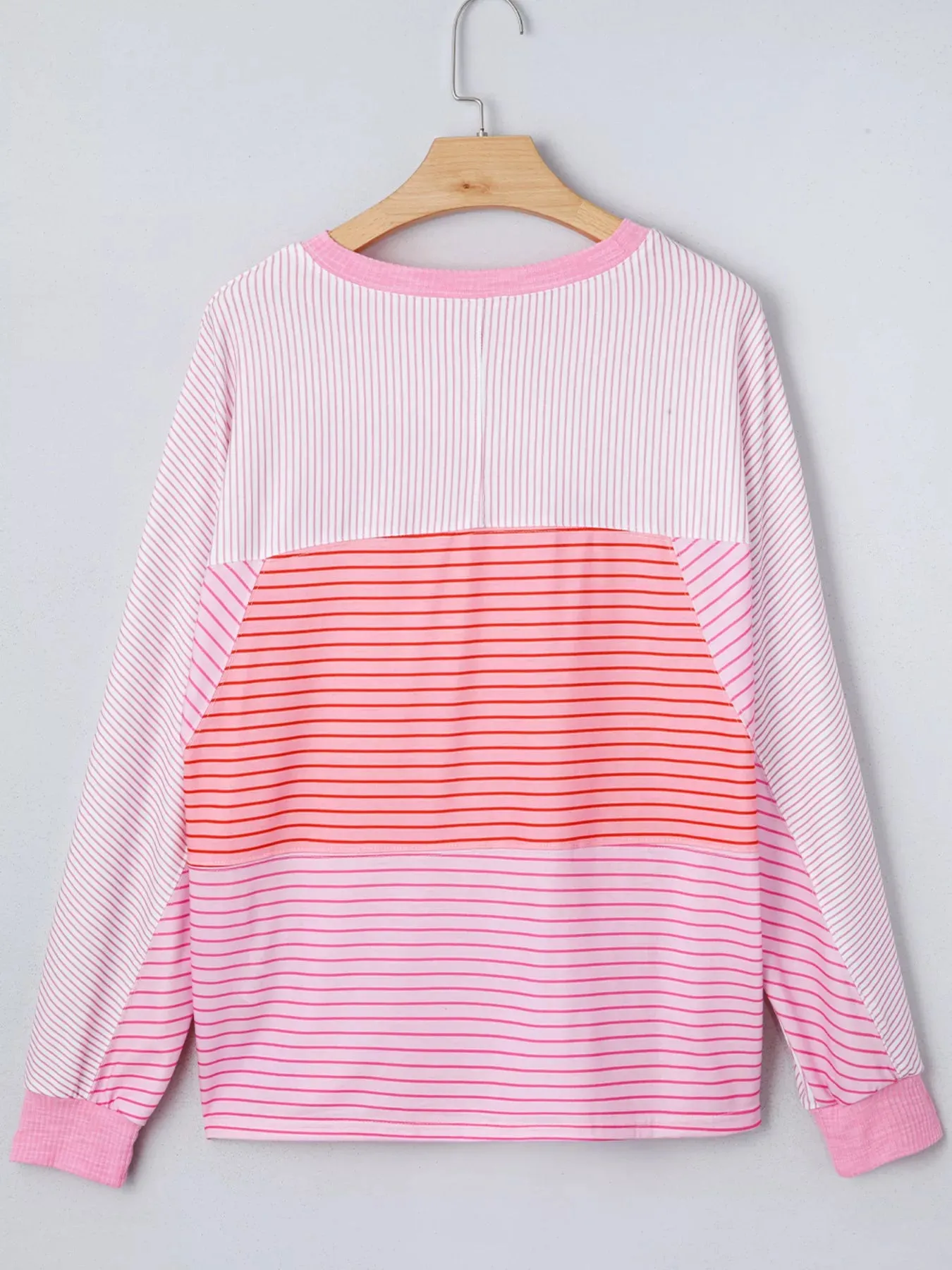Striped Colorblock Exposed Seam Casual Long Sleeve Top sold by Charming Charlie product image thumbnail 5