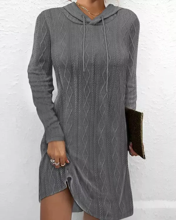 Casual Long Sleeve Hooded Knit Dress sold by Charming Charlie product image thumbnail 4