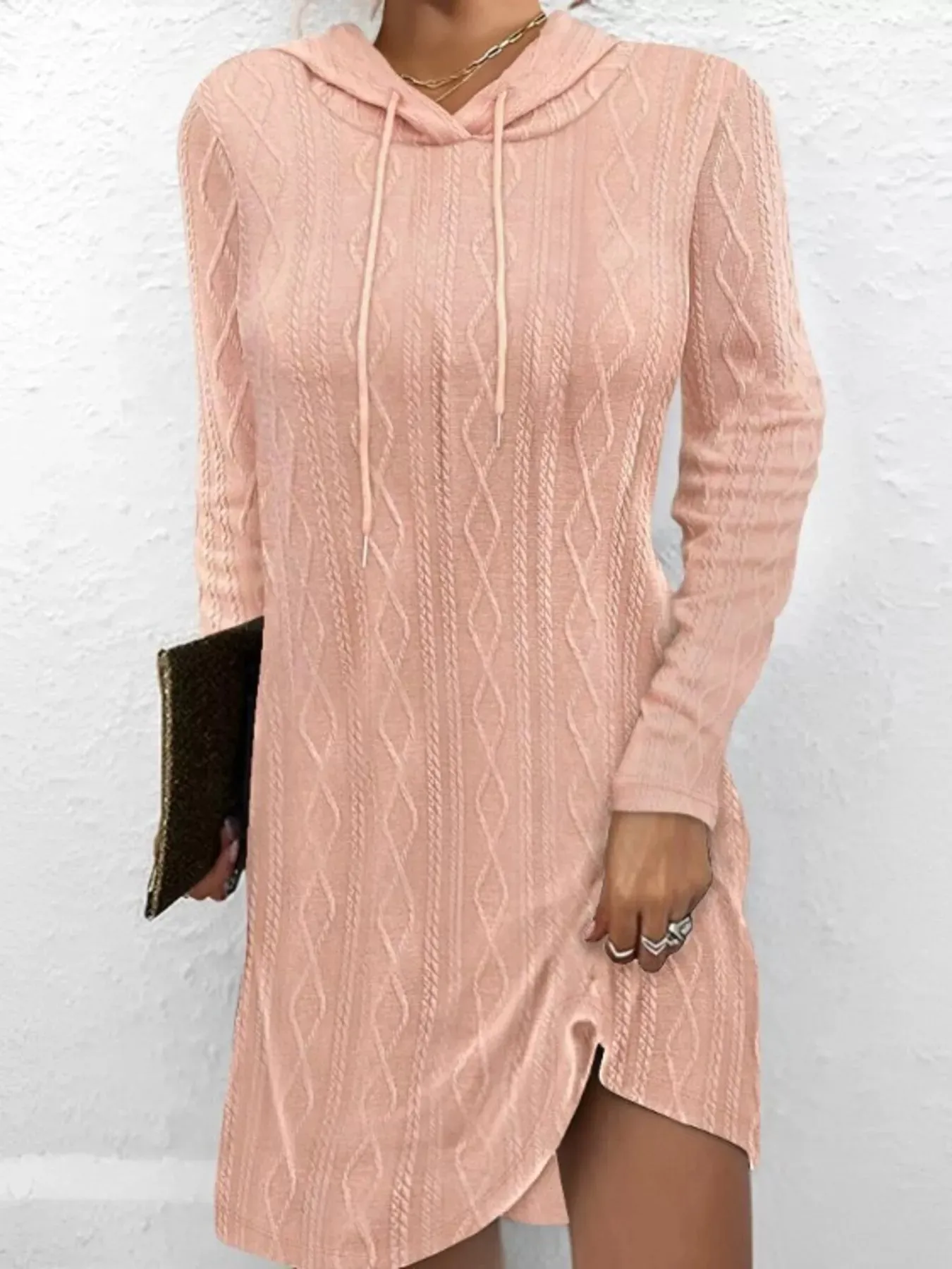 Casual Long Sleeve Hooded Knit Dress sold by Charming Charlie product image thumbnail 2
