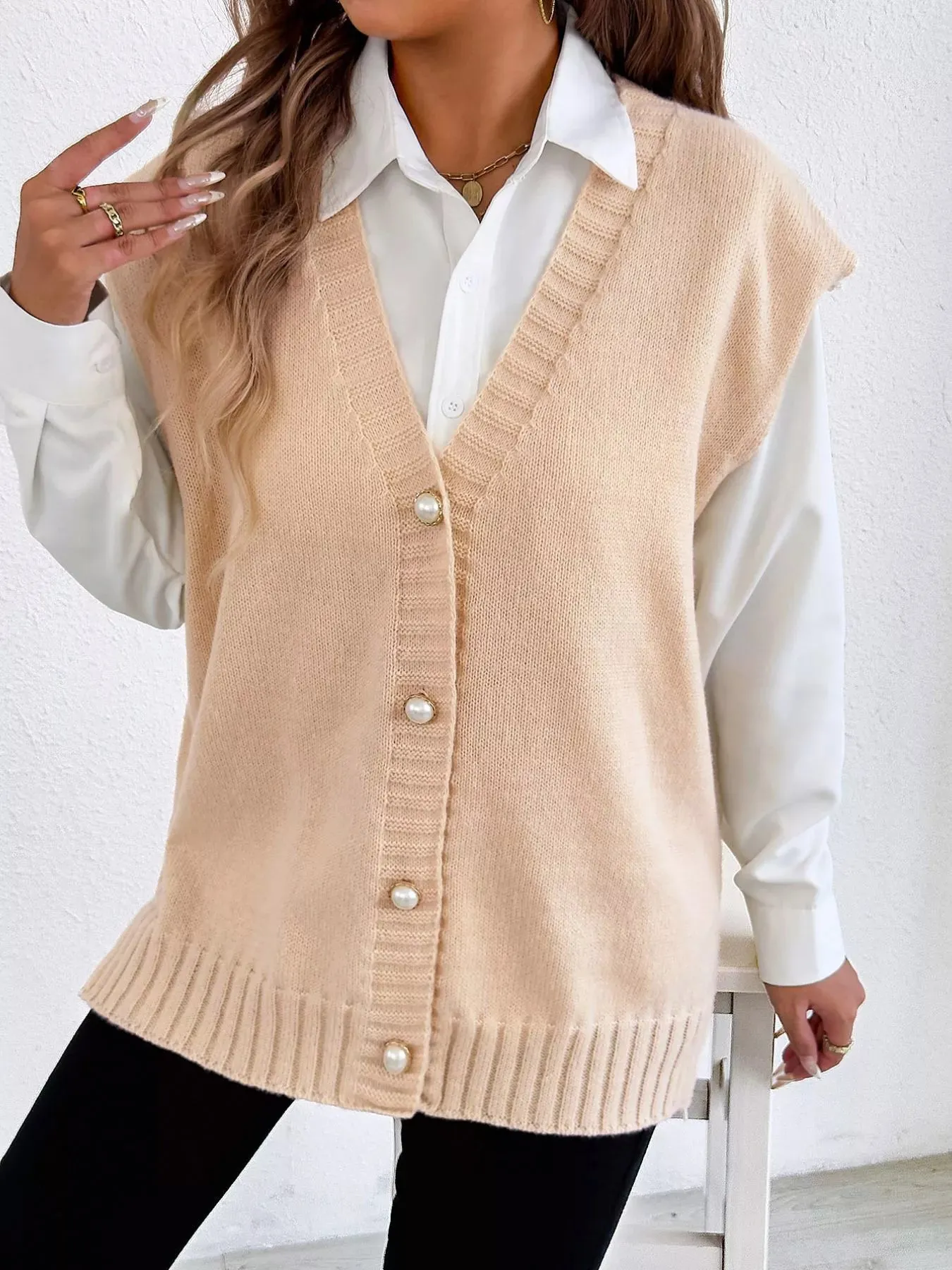 Button-Down Button Up Sweater Vest sold by Charming Charlie product image thumbnail 3