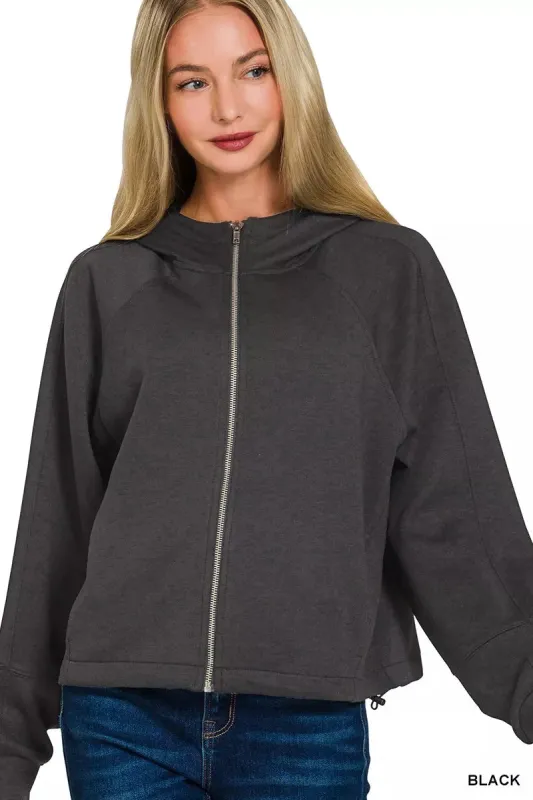 Zenana Soft Scuba Full Zip Hoodie Jacket sold by Charming Charlie