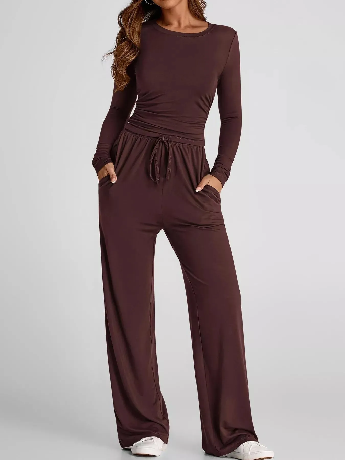 Full Size Casual Long Sleeve Top and Pants Set Plus Size sold by Charming Charlie