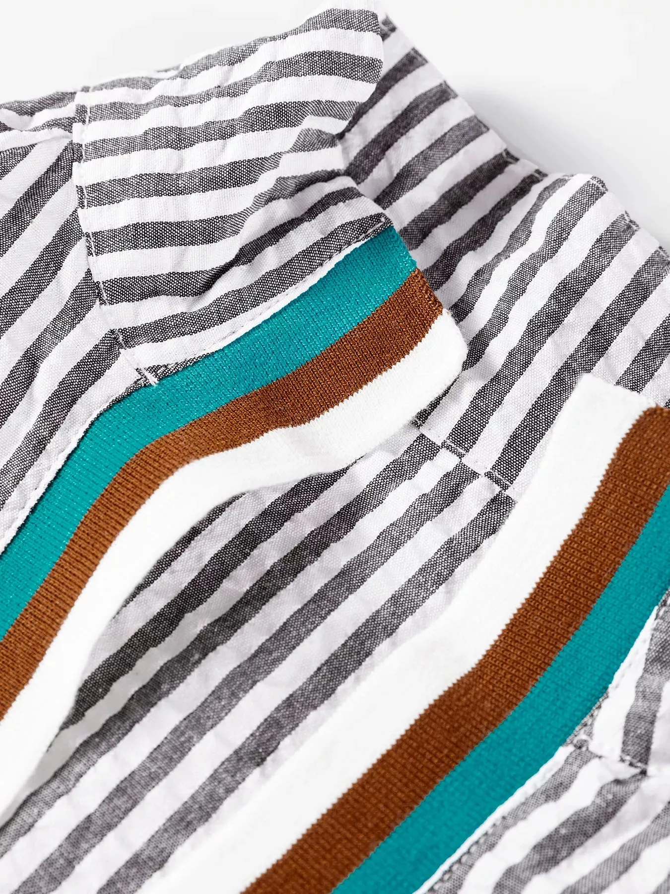 Striped Print Contrast Patchwork Detail Split Neck Blouse sold by Charming Charlie product image thumbnail 4