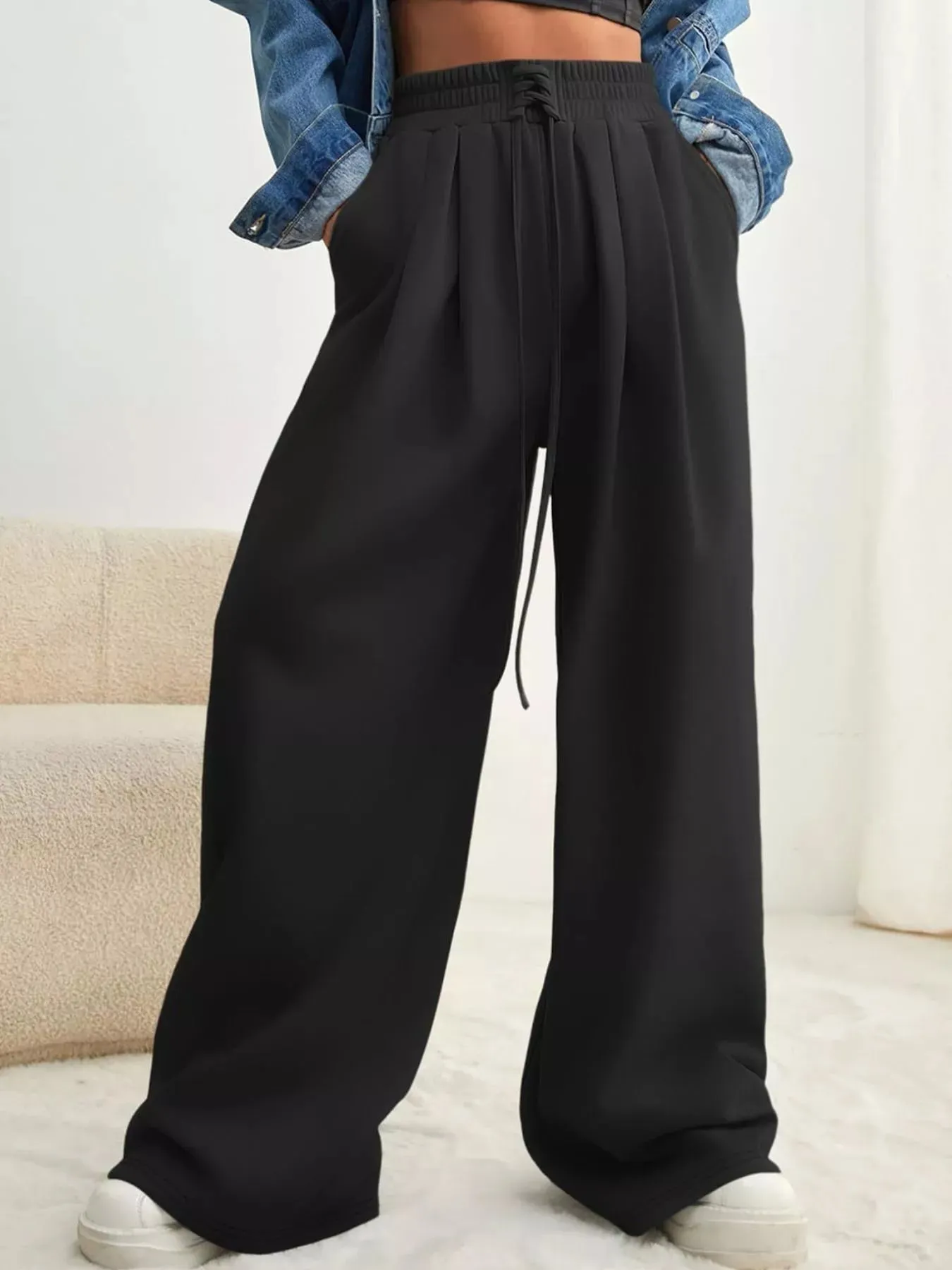 Drawstring Waist Wide Leg Pants sold by Charming Charlie product image thumbnail 4