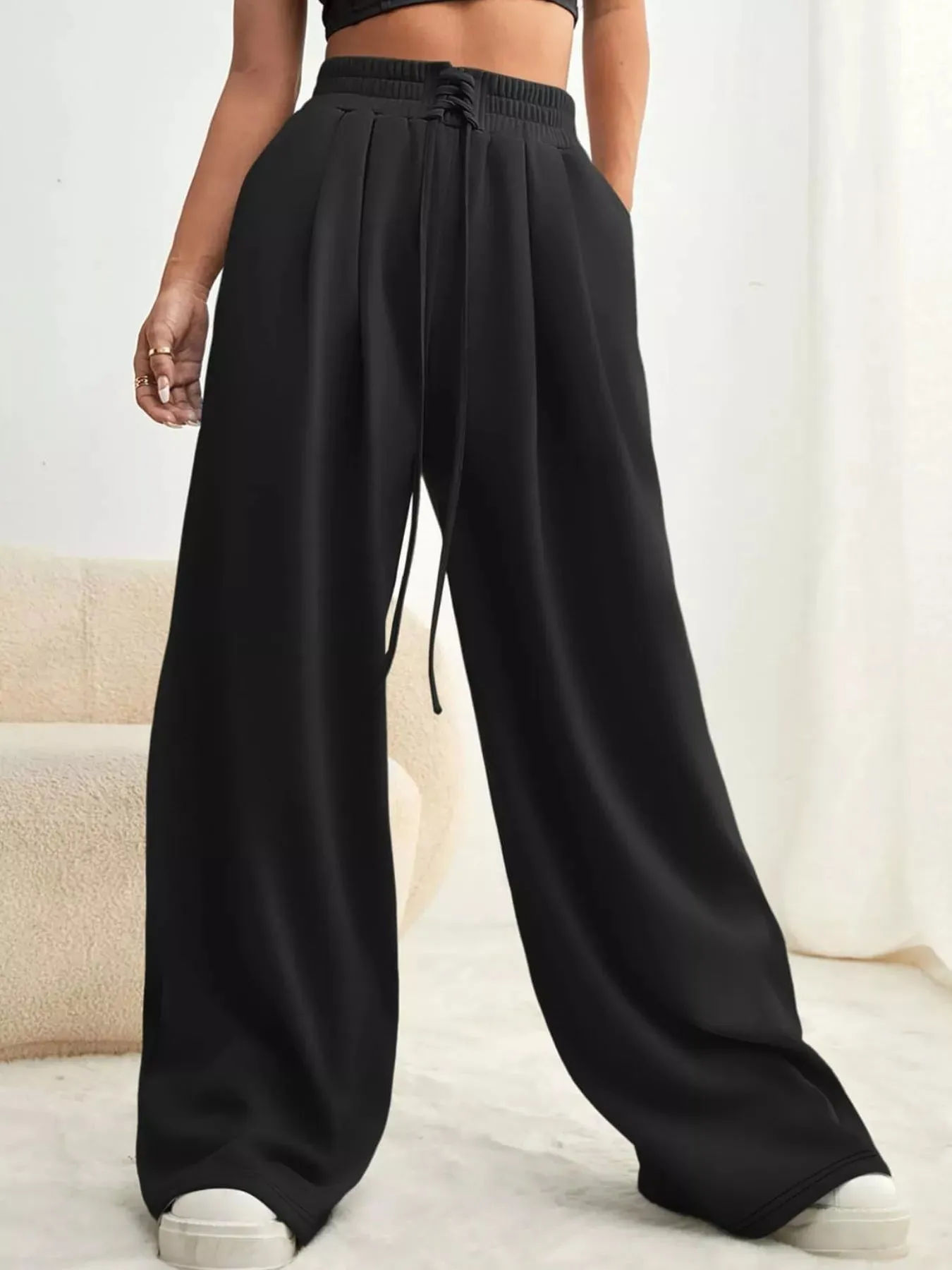 Drawstring Waist Wide Leg Pants sold by Charming Charlie product image thumbnail 5