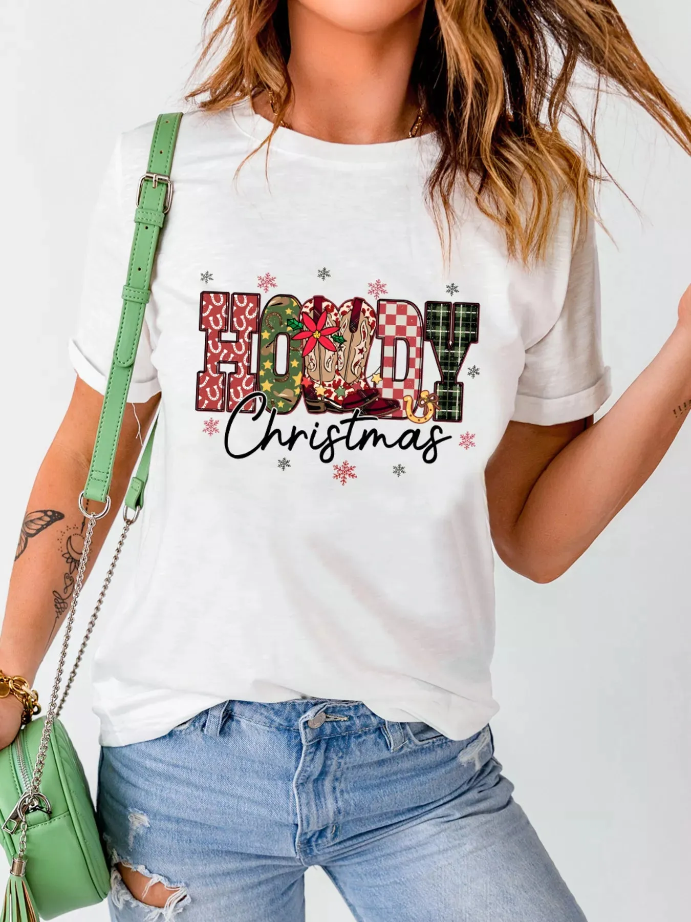 HOWDY Christmas Festive Letter Printed Crew Neck T Shirt sold by Charming Charlie product image thumbnail 2