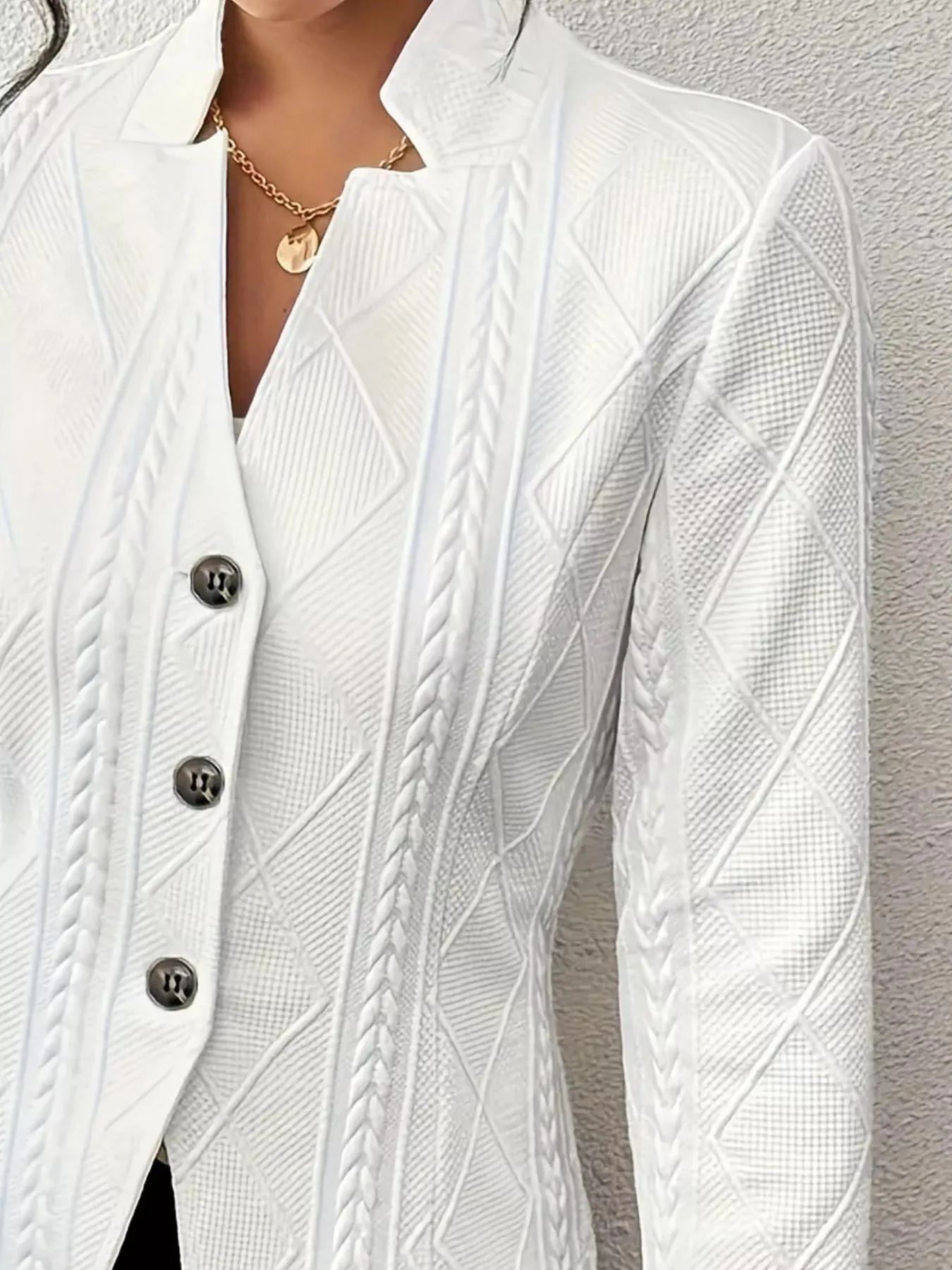 Textured Knit Button-Front Blazer sold by Charming Charlie product image thumbnail 3