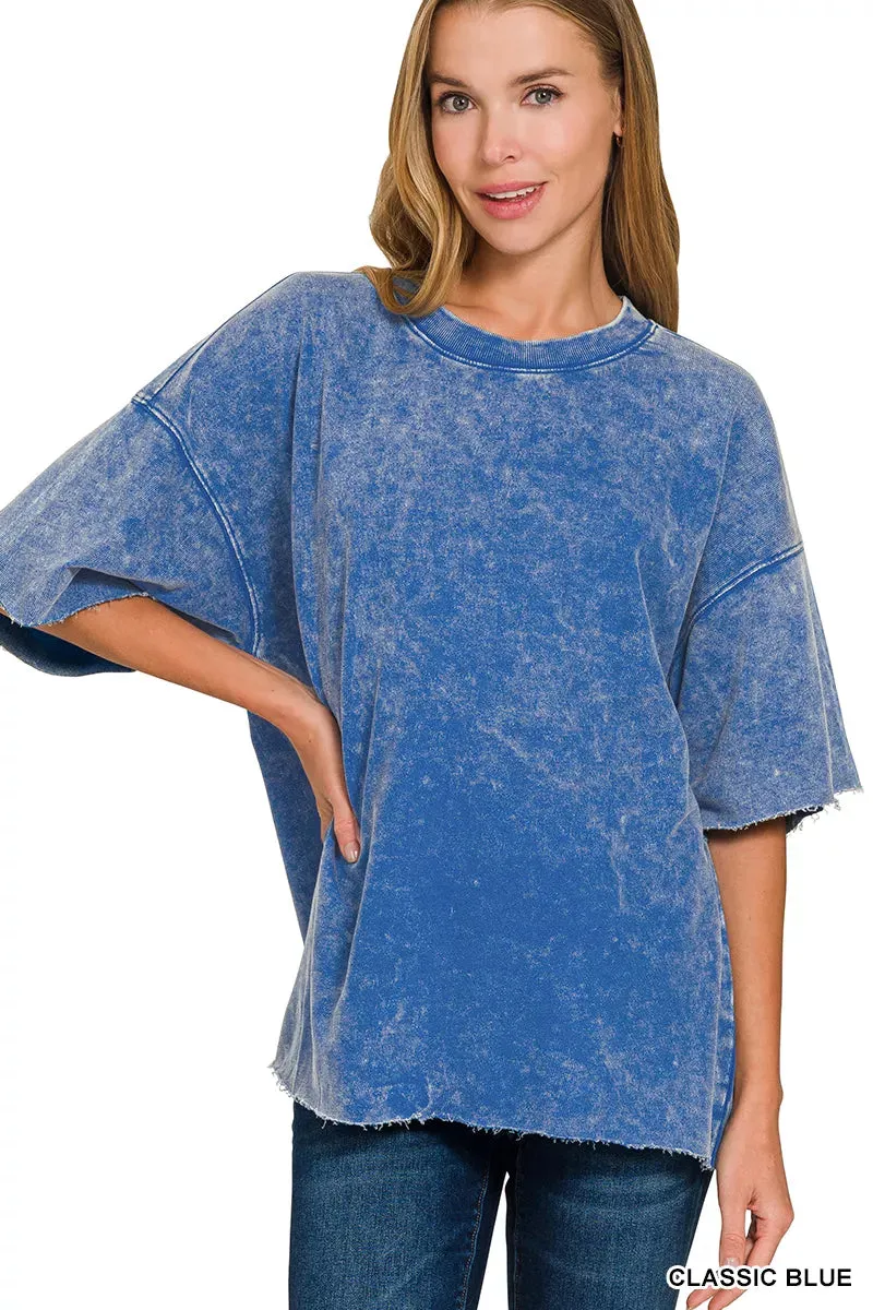 Zenana French Terry Washed Drop Shoulder Short Sleeve Top sold by Charming Charlie product image thumbnail 3