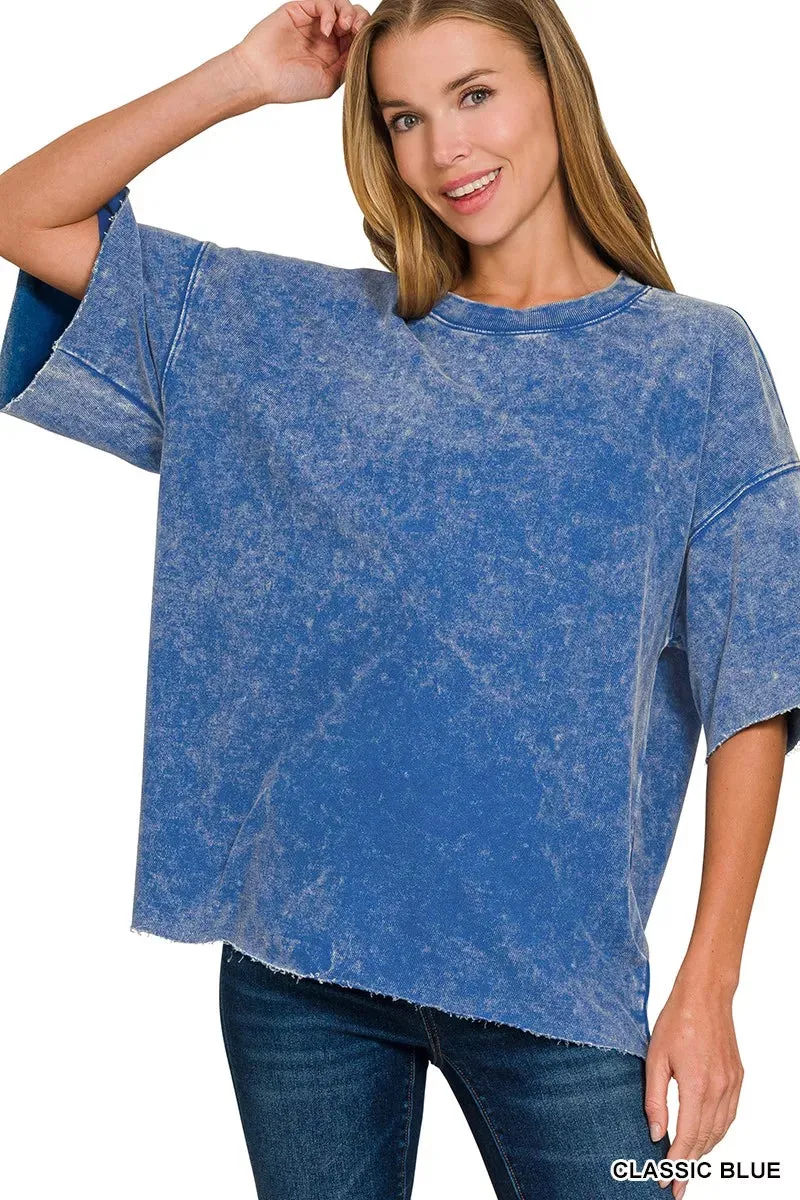 Zenana French Terry Washed Drop Shoulder Short Sleeve Top sold by Charming Charlie product image thumbnail 2