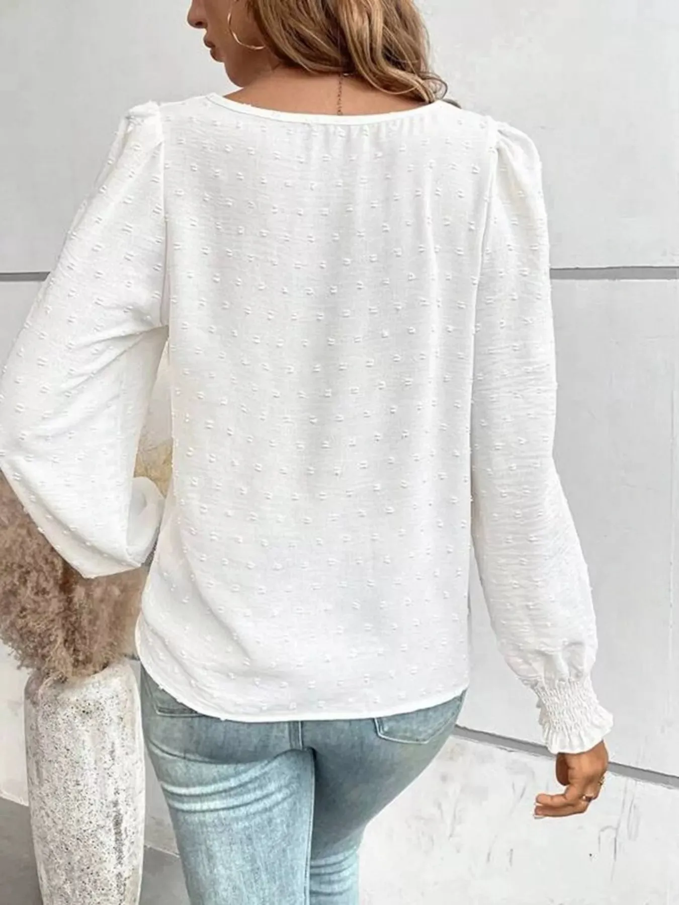 Swiss Dot Long Sleeve Blouse sold by Charming Charlie product image thumbnail 2