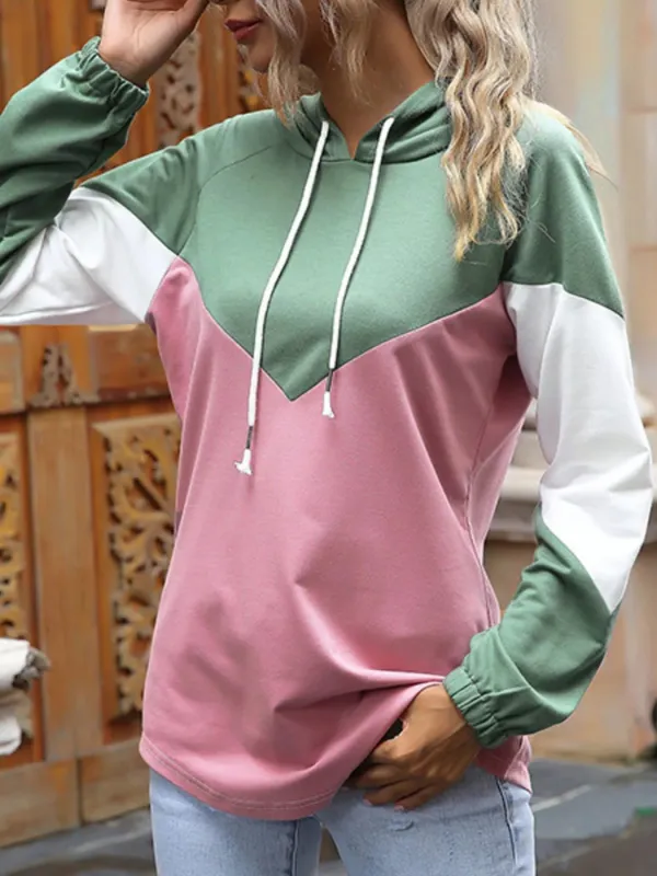 Color Block Casual Long Sleeve Hoodie sold by Charming Charlie