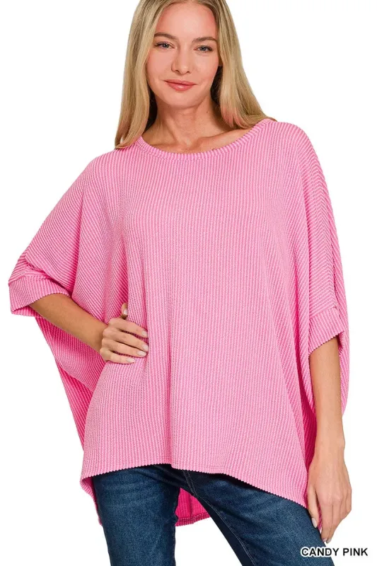Zenana Raised Rib Bat Sleeve Top sold by Charming Charlie