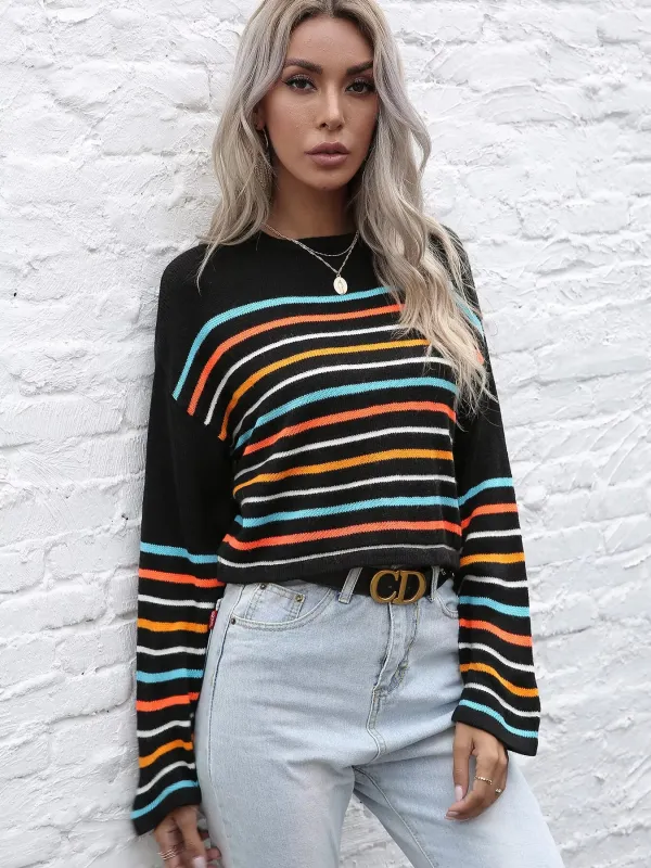Striped Long Sleeve Knit Top sold by Charming Charlie