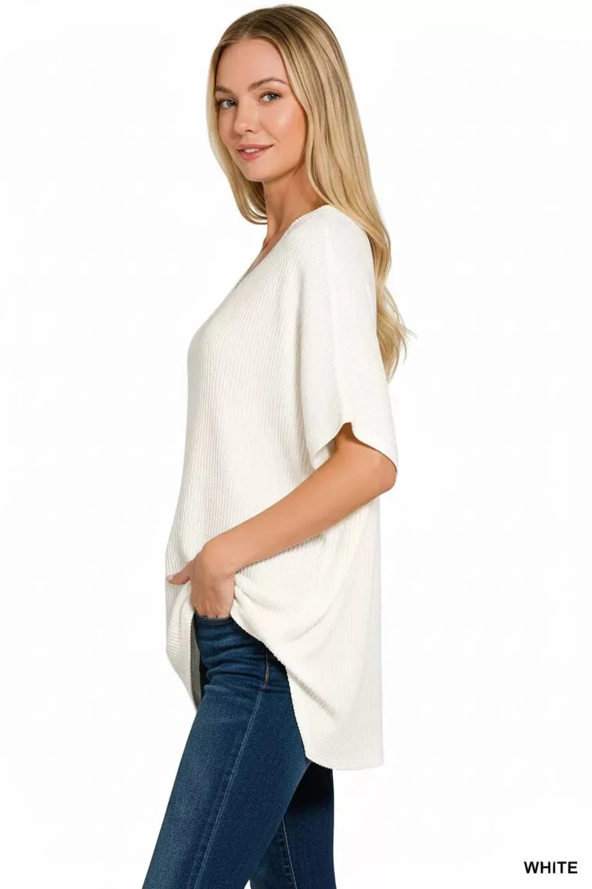 Zenana Raised Rib V-Neck Batwing Top sold by Charming Charlie product image thumbnail 3