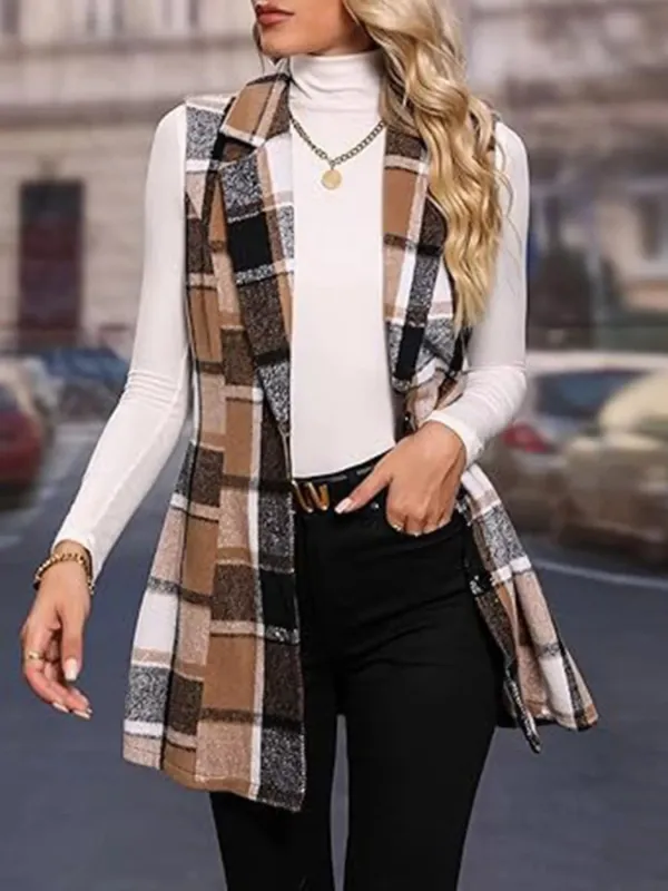 Plaid Button Up Vest Coat sold by Charming Charlie