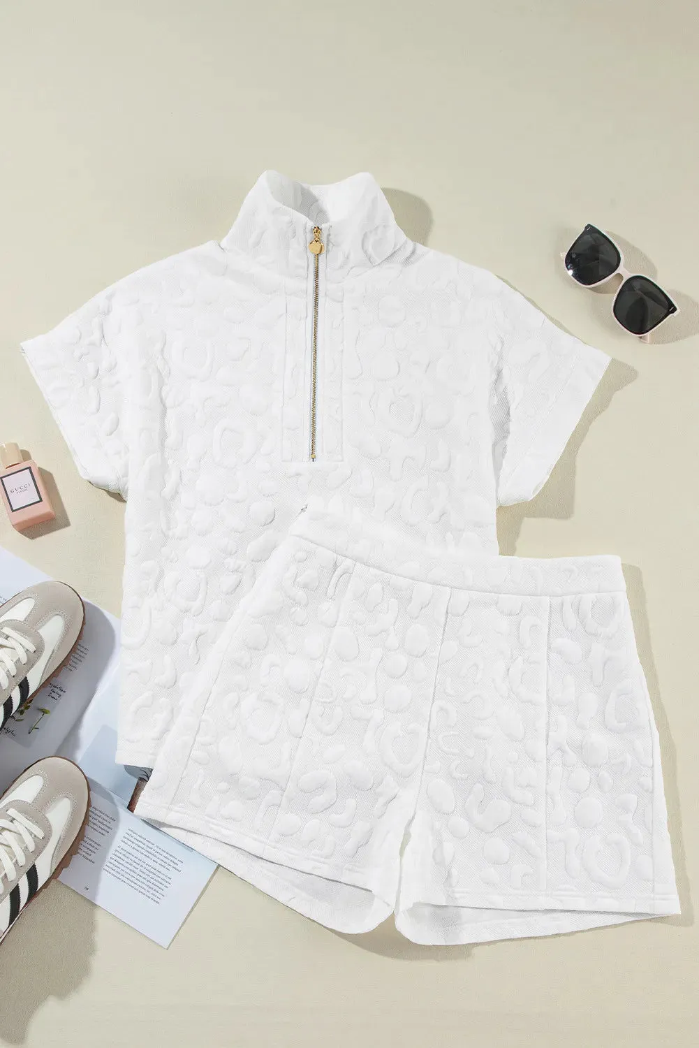 Half Zip Short Sleeve Top and Shorts Set sold by Charming Charlie product image thumbnail 2