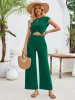 Twisted Round Neck Cap Sleeve Jumpsuit sold by Charming Charlie