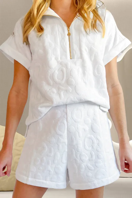 Half Zip Short Sleeve Top and Shorts Set made by Charming Charlie