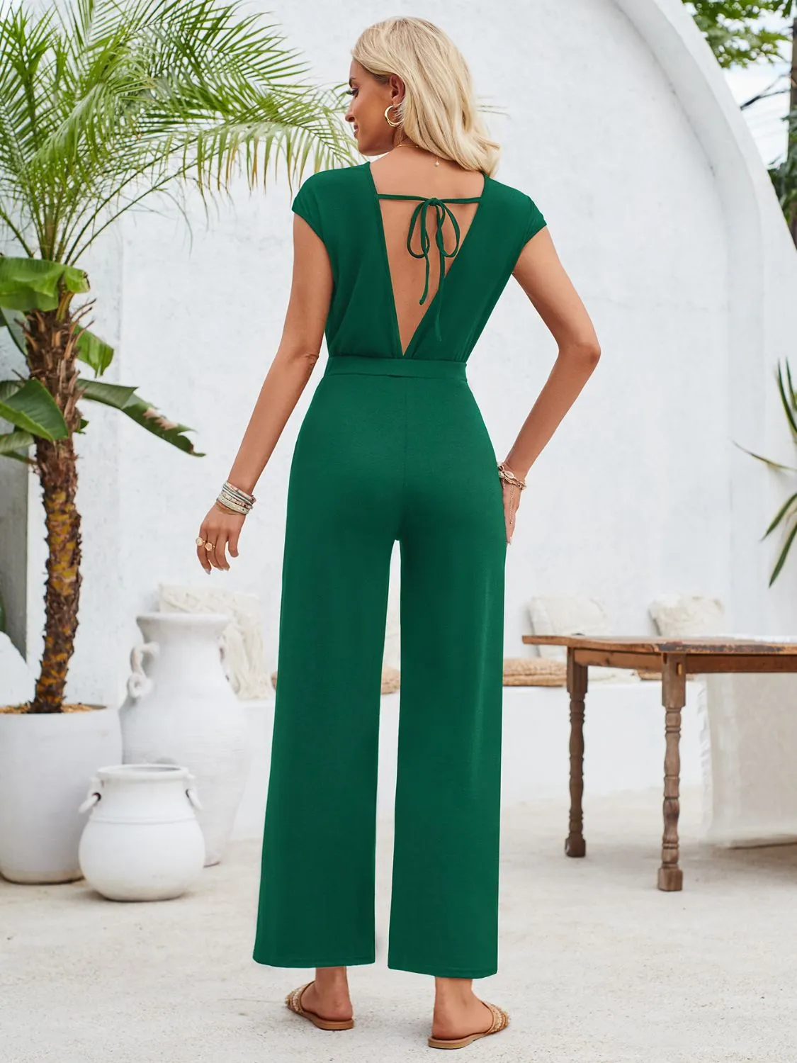 Twisted Round Neck Cap Sleeve Jumpsuit sold by Charming Charlie product image thumbnail 2