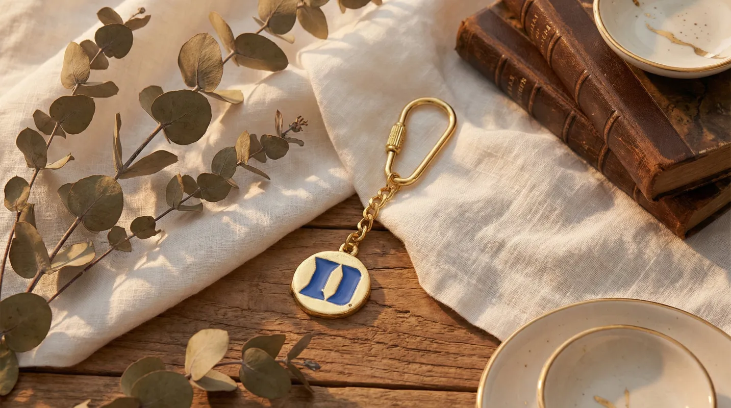 Small Gold Duke Blue Devils Logo Keychain sold by Charming Charlie