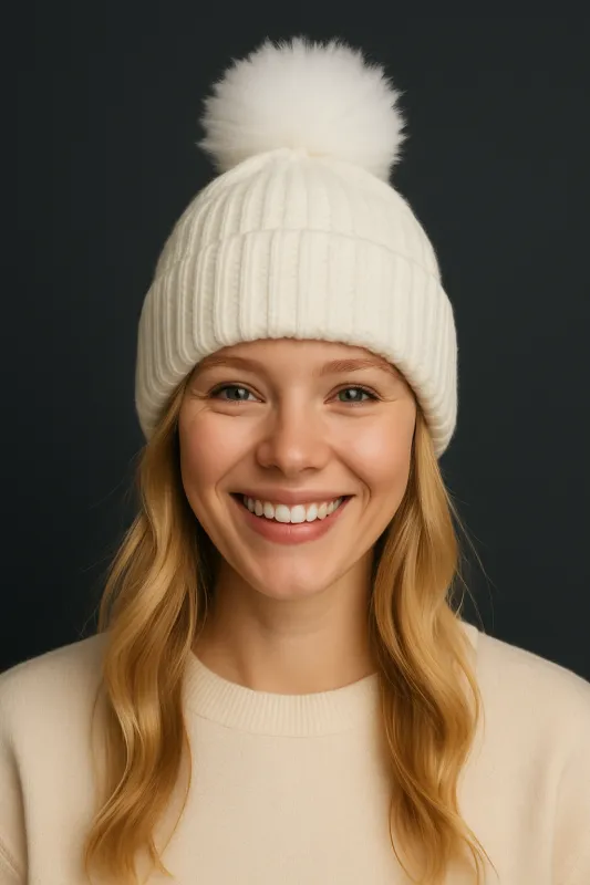 Solid Beanie with Pom sold by Charming Charlie