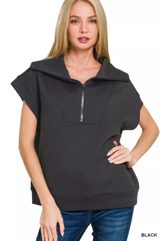 Zenana Scuba Half Zip Top sold by Charming Charlie