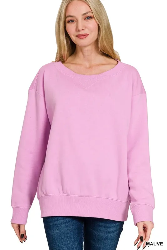 Zenana Fleece Boat Neck Sweatshirt sold by Charming Charlie