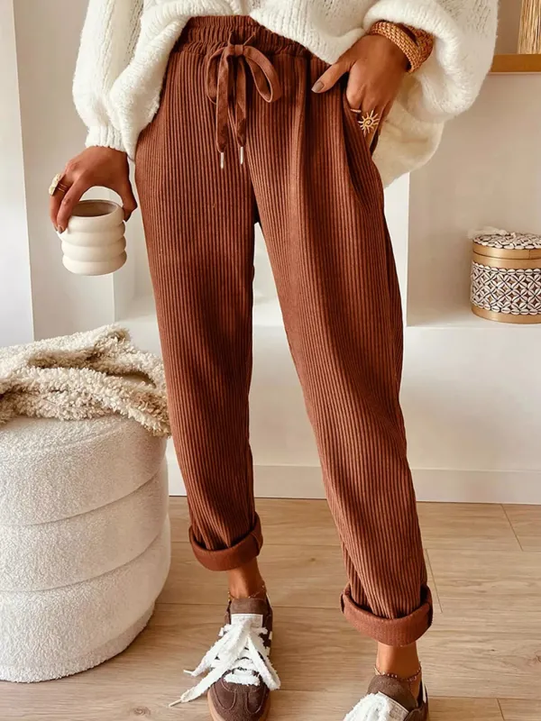 Casual Corduroy Drawstring Waist Pants sold by Charming Charlie