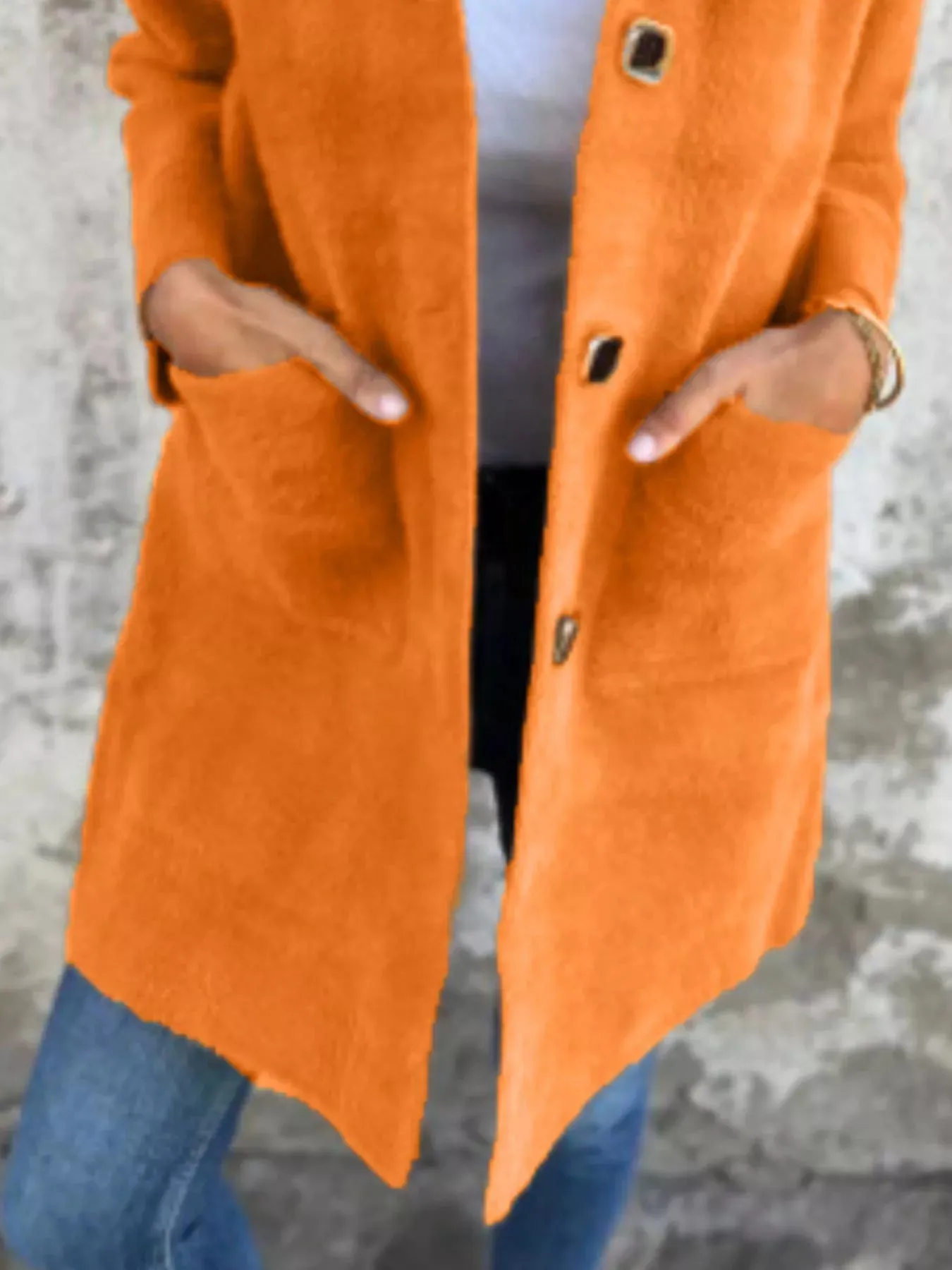 Full Size Button-Down Long Sleeve Longline Coat Plus Size sold by Charming Charlie product image thumbnail 5