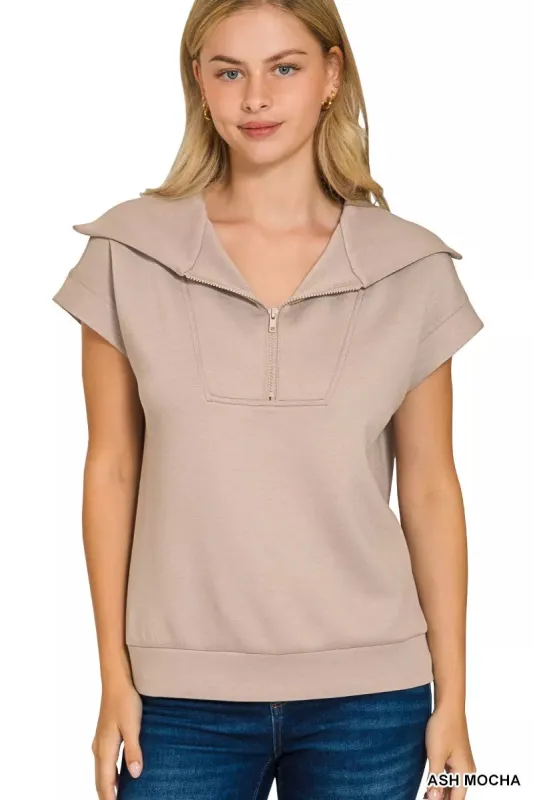 Zenana Scuba Half Zip Top sold by Charming Charlie