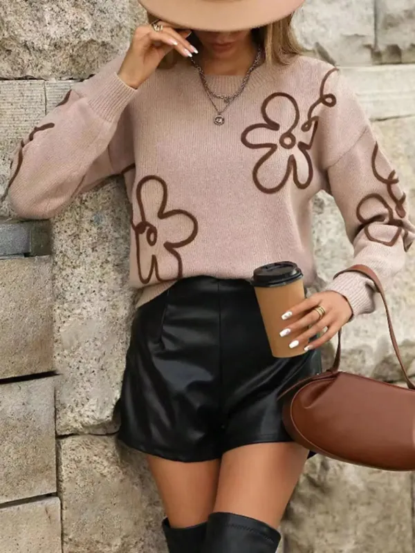 Flower Dropped Shoulder Sweater sold by Charming Charlie