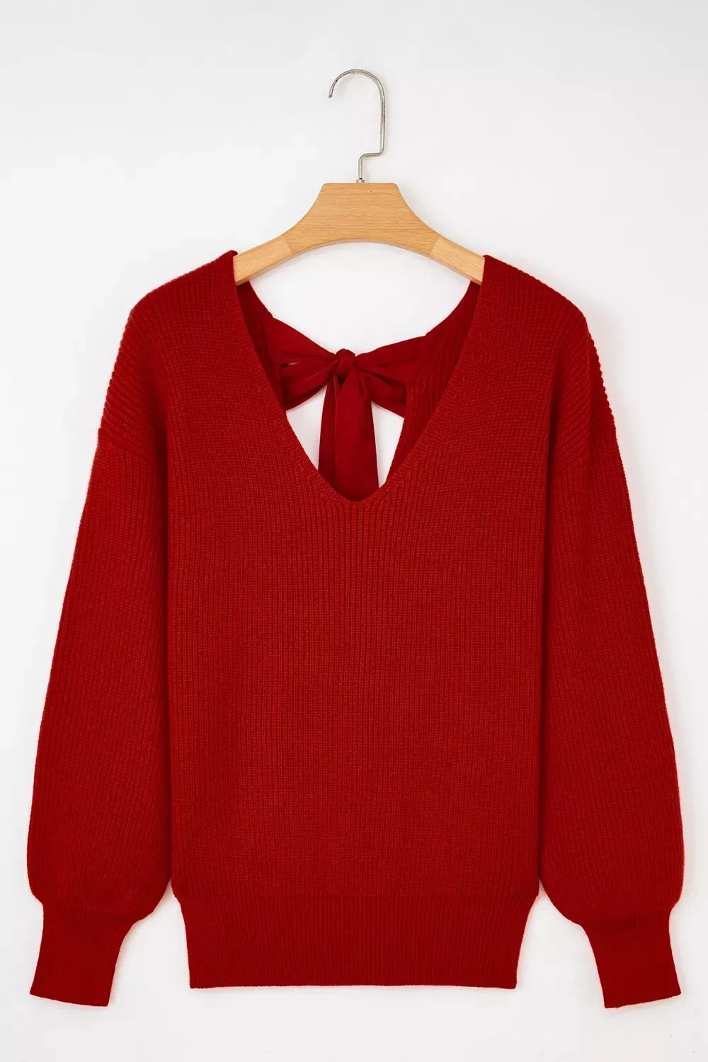 Lantern Sleeve V Neck Knot Back Sweater sold by Charming Charlie product image thumbnail 5
