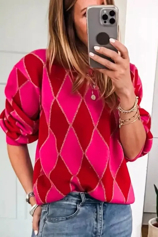 Argyle Pattern Long Sleeve Sweater sold by Charming Charlie