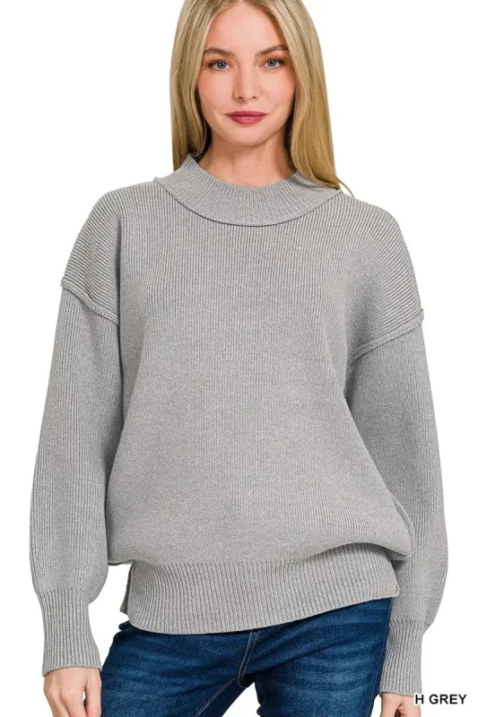 Zenana Wide Neckband Drop Shoulder Sweater sold by Charming Charlie