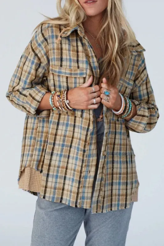 Plaid Drawstring Hooded Flannel Jacket sold by Charming Charlie