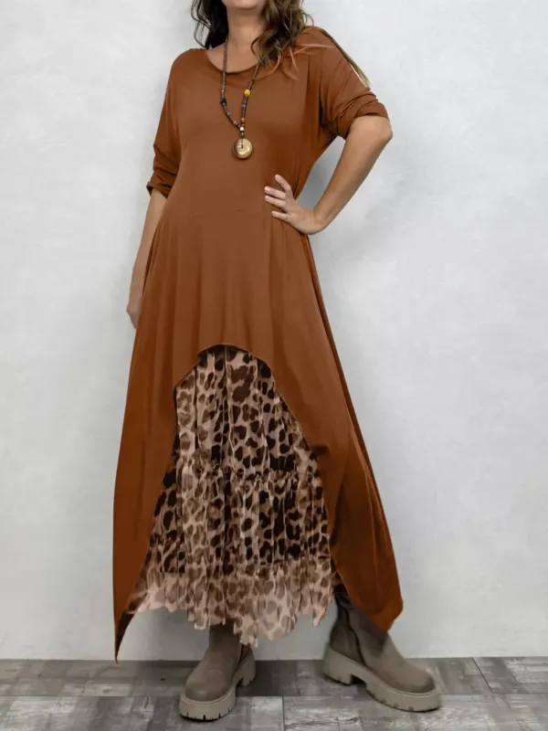 Plus Size Leopard Print Asymmetrical Hem Midi Dress sold by Charming Charlie