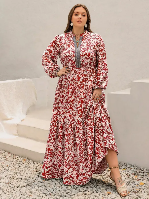 Plus Size Floral Print Long Sleeve Maxi Dress sold by Charming Charlie