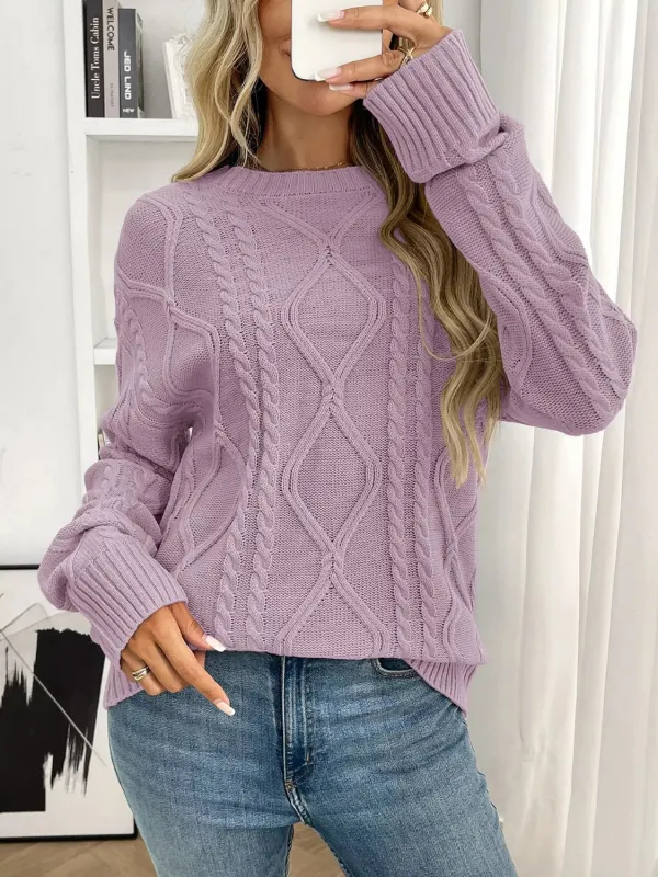 Cable Knit Round Neck Sweater sold by Charming Charlie