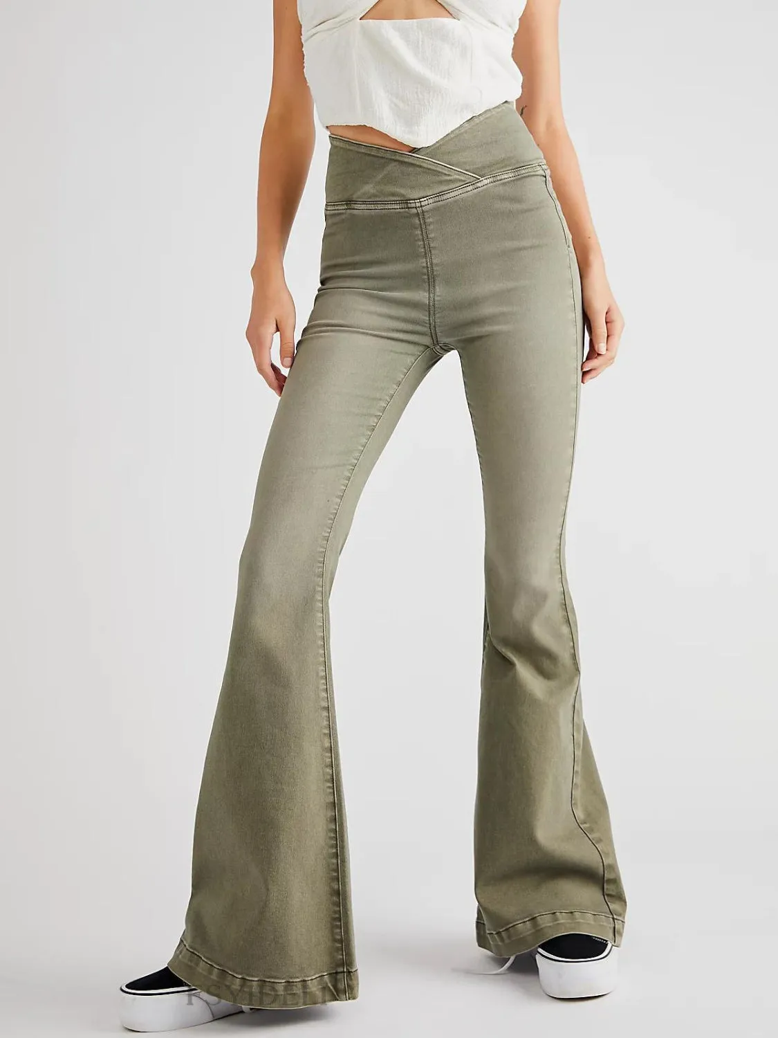 Asymmetric Waist Flare Jeans sold by Charming Charlie