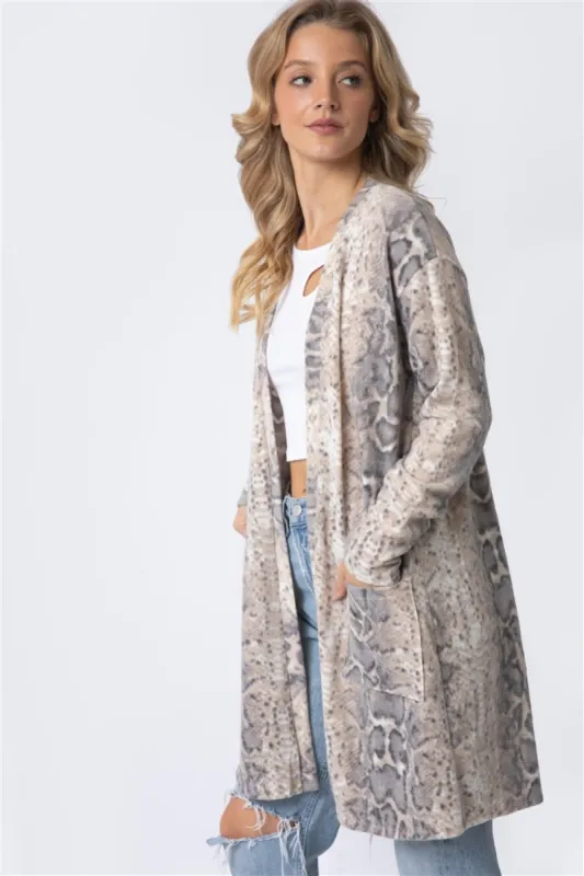 Cherish Apparel Animal Print Flannel Open Front Longline Cardigan sold by Charming Charlie