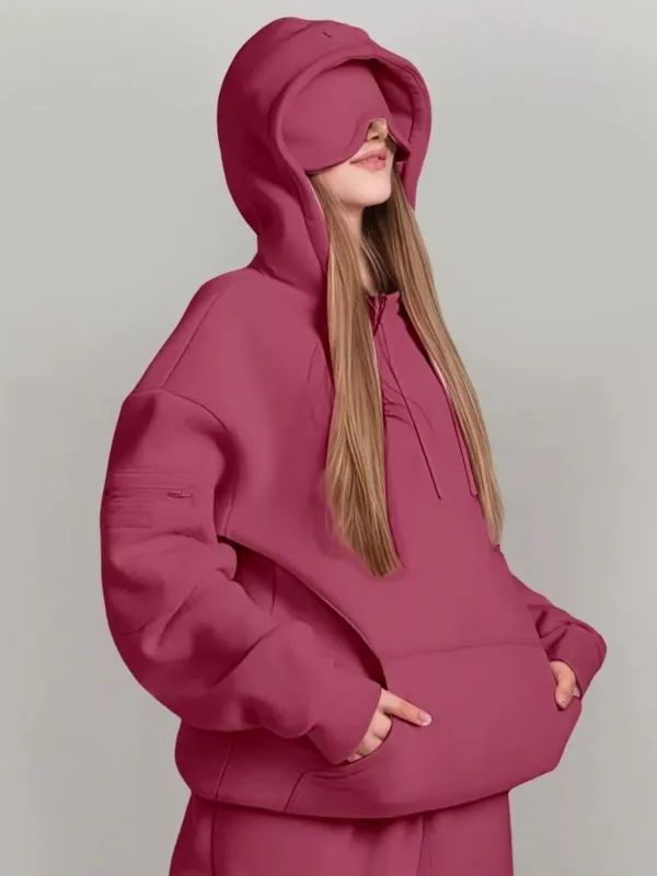 Full Size Oversized Kangaroo Pocket Long Sleeve Hoodie Plus Size sold by Charming Charlie